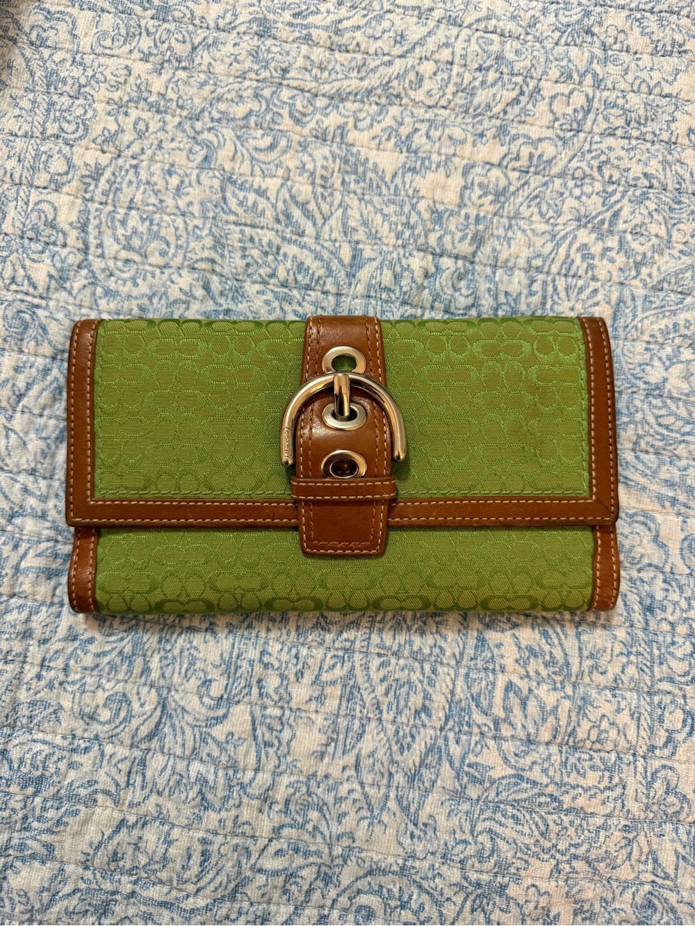 Coach Soho Rare Green Signature C Monogram Trifold Wallet